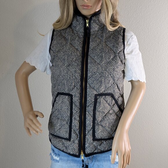 J. Crew Factory Jackets & Blazers - J. Crew Vest Women's XS Gray Excursion Quilted Puffer in Herringbone Full-Zip